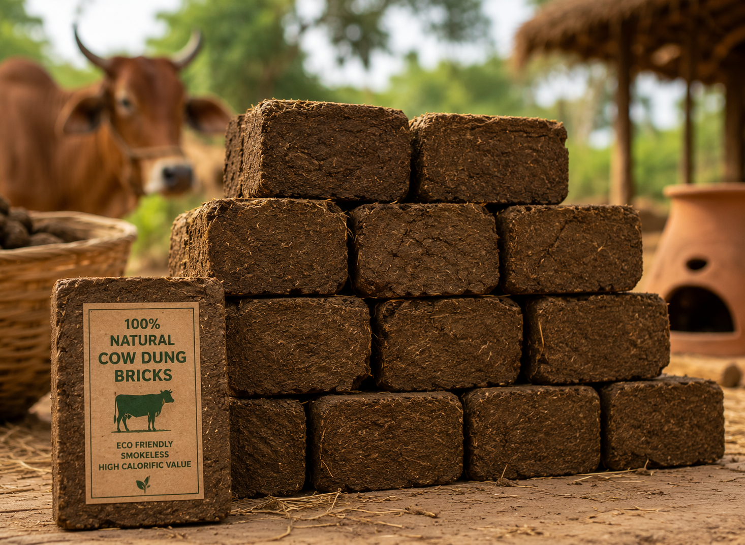 Cow Dung Bricks